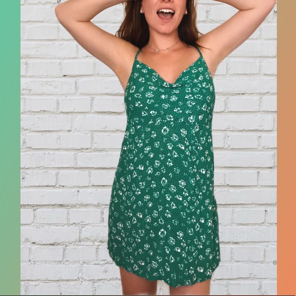 OLAY green floral dress